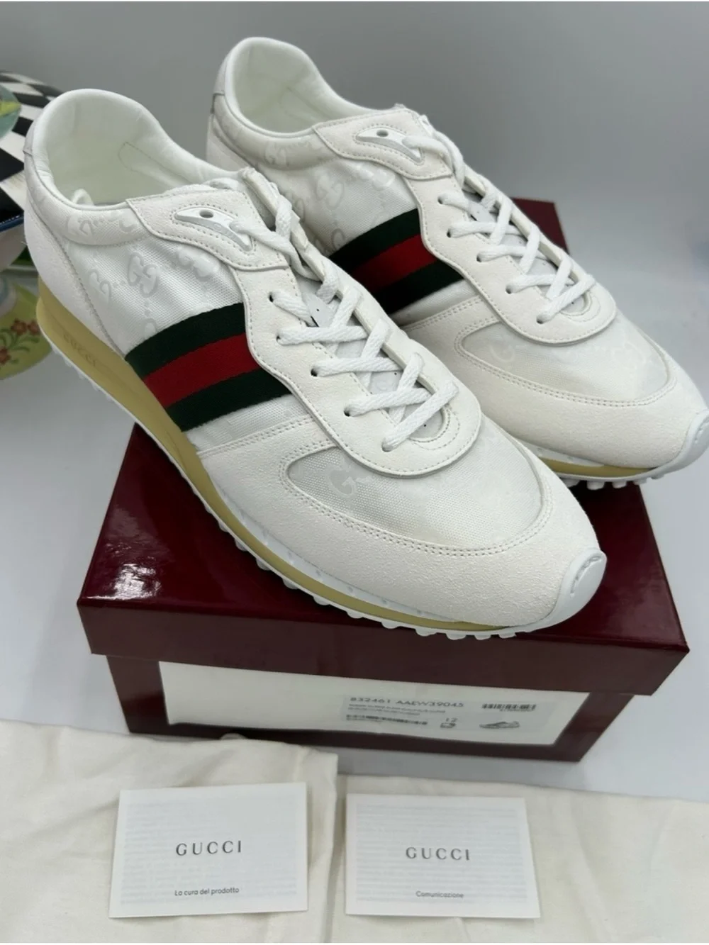 Gucci re-motion GG canvas/suede sneakers size 12 fits 12.5 US made Italy